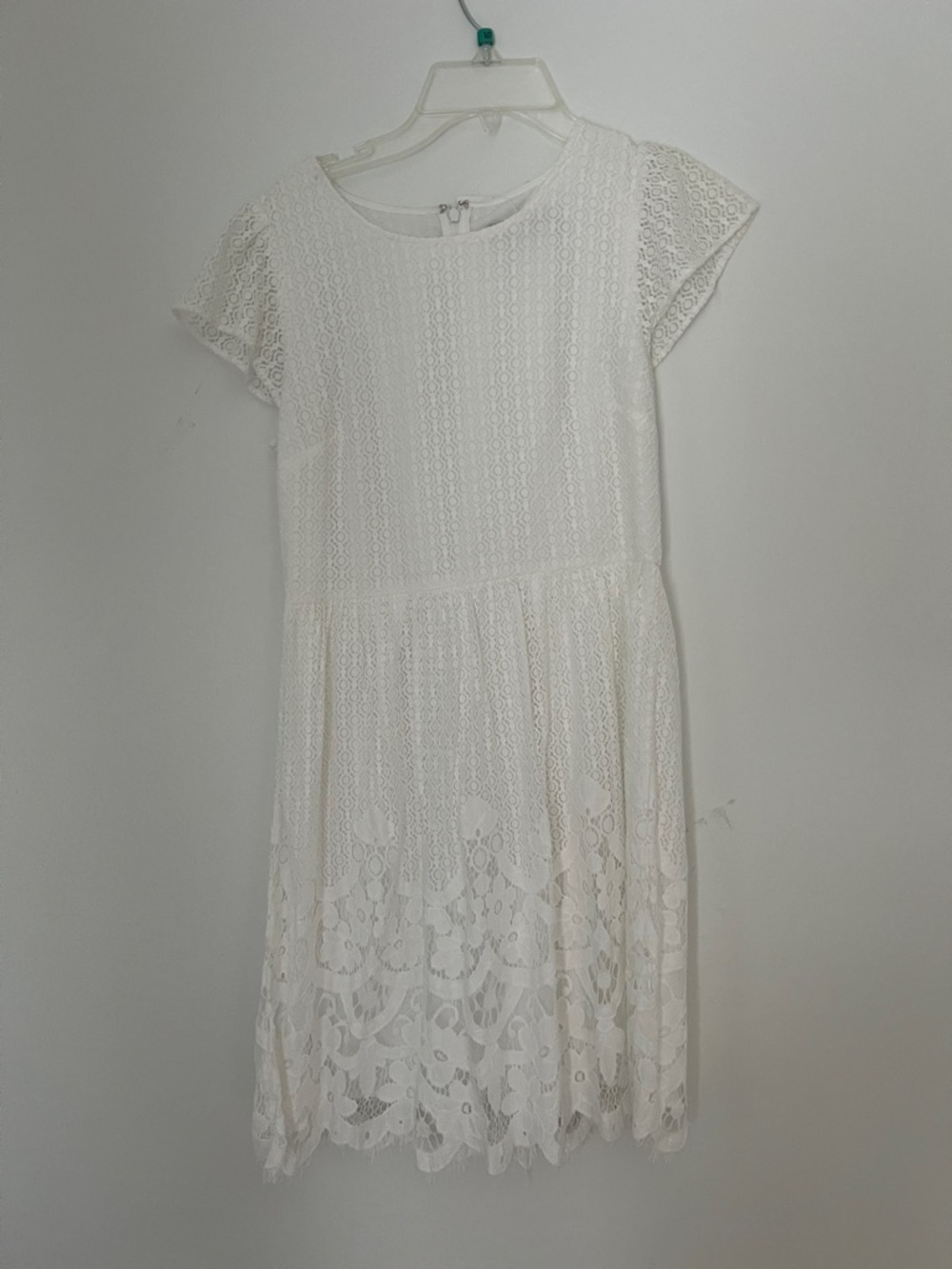 LOFT White Lace Short Sleeve Dress